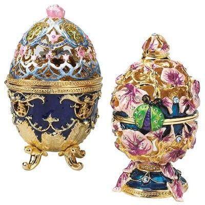 Design Toscano The Royal Garden Romanov Inspired-style Collectible Enameled Egg Set 3 Design Toscano The Royal Garden Romanov Inspired-style Collectible Enameled Egg Set