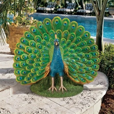 Design Toscano Peacock Plumage Garden Statue - Multicolored 3 Design Toscano Peacock Plumage Garden Statue - Multicolored