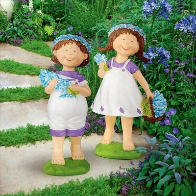Design Toscano Bluebonnet Twins Springtime Children Garden Statues: Set Of Two 3 Design Toscano Bluebonnet Twins Springtime Children Garden Statues: Set Of Two