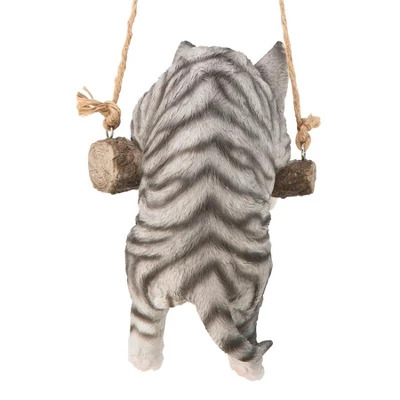 Design Toscano Gray Tabby Kitty On A Perch Hanging Cat Sculpture - Multicolored 5 Design Toscano Gray Tabby Kitty On A Perch Hanging Cat Sculpture - Multicolored - Image 3