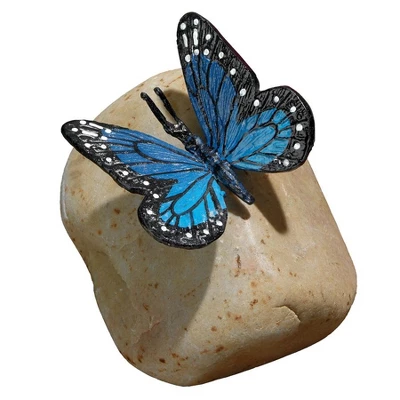 Design Toscano Papilio Ulysses Butterfly On Rock Statue 3 Design Toscano Papilio Ulysses Butterfly On Rock Statue