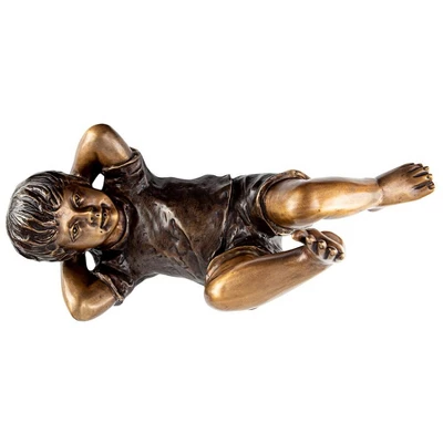 Design Toscano Lazy Days, Resting Boy Cast Bronze Piped Garden Statue 5 Design Toscano Lazy Days, Resting Boy Cast Bronze Piped Garden Statue - Image 3