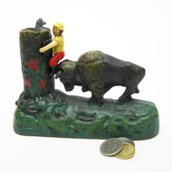 Design Toscano Butting Buffalo Collectors' Die Cast Iron Mechanical Coin Bank