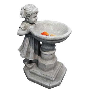 Design Toscano Georgina's Garden Gaze Child At Birdbath Statue 3 Design Toscano Georgina's Garden Gaze Child At Birdbath Statue