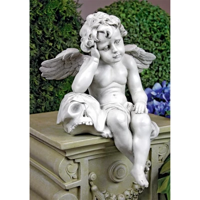 Design Toscano Mourning Mortality Sitting Cherub Sculpture - Off-White 3 Design Toscano Mourning Mortality Sitting Cherub Sculpture - Off-White