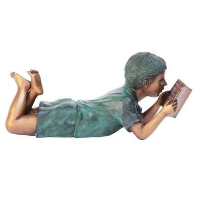 Design Toscano Bookworm Boy, Garden Reader Bronze Statue 3 Design Toscano Bookworm Boy, Garden Reader Bronze Statue