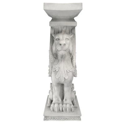 Design Toscano Trapezophoron Sculptural Winged Lion Pedestal: Set Of Two 4 Design Toscano Trapezophoron Sculptural Winged Lion Pedestal: Set Of Two - Image 2