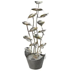 Design Toscano Rain Forest Leaves Cascading Metal Fountain - Silver
