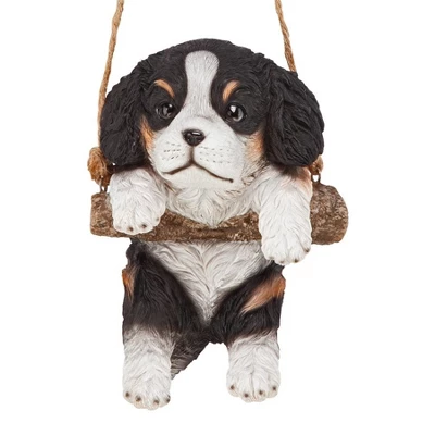 Design Toscano Black Cavalier Puppy On A Perch Hanging Dog Sculpture 3 Design Toscano Black Cavalier Puppy On A Perch Hanging Dog Sculpture
