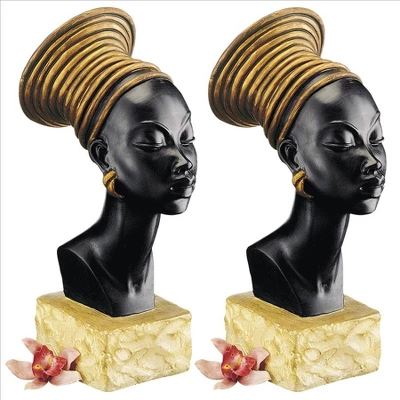 Design Toscano Nubian Kandake Sculptural Bust: Set Of Two 3 Design Toscano Nubian Kandake Sculptural Bust: Set Of Two