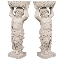 Design Toscano Young Bacchus With Basket Planters Garden Statues: Set Of Two