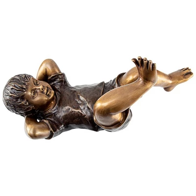 Design Toscano Lazy Days, Resting Boy Cast Bronze Piped Garden Statue 4 Design Toscano Lazy Days, Resting Boy Cast Bronze Piped Garden Statue - Image 2