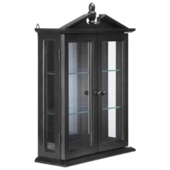 Design Toscano 34 Design Toscano Amesbury Manor Hardwood Wall Curio Cabinet: Ebony Black Finish