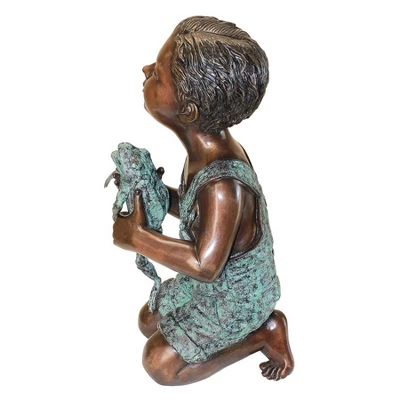 Design Toscano New Friend, Boy With Frog Cast Bronze Garden Statue 5 Design Toscano New Friend, Boy With Frog Cast Bronze Garden Statue - Image 3
