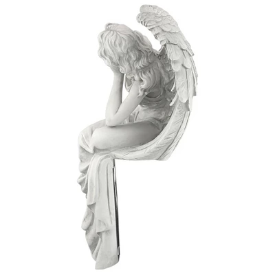 Design Toscano Resting Grace Sitting Angel Sculpture - Large, Off-White 6 Design Toscano Resting Grace Sitting Angel Sculpture - Large, Off-White - Image 4