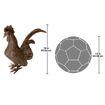 Design Toscano Barnyard Rooster Solid Cast Bronze Garden Statue 4 Design Toscano Barnyard Rooster Solid Cast Bronze Garden Statue - Image 2