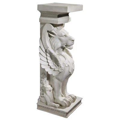 Design Toscano Trapezophoron Sculptural Winged Lion Pedestal: Set Of Two 3 Design Toscano Trapezophoron Sculptural Winged Lion Pedestal: Set Of Two
