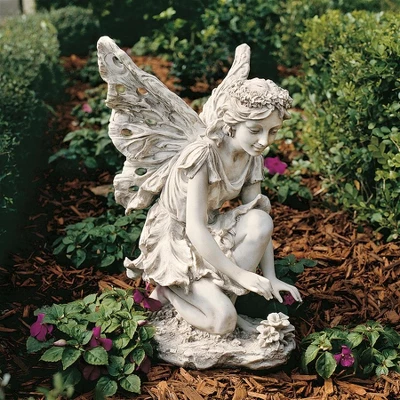 Design Toscano Fiona, The Flower Fairy Sculpture - Off-White 3 Design Toscano Fiona, The Flower Fairy Sculpture - Off-White