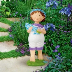 Design Toscano Bluebonnet Twins Springtime Child Garden Statue: Juliette Girl