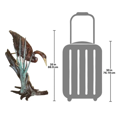 Design Toscano Fishing Heron In Reeds Cast Bronze Garden Statue 4 Design Toscano Fishing Heron In Reeds Cast Bronze Garden Statue - Image 2