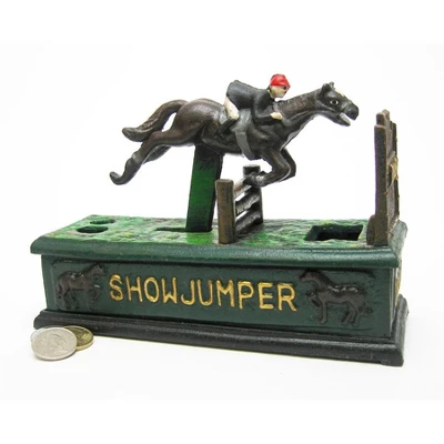Design Toscano Equestrian Show Jumper Authentic Foundry Cast Iron Mechanical Bank 3 Design Toscano Equestrian Show Jumper Authentic Foundry Cast Iron Mechanical Bank
