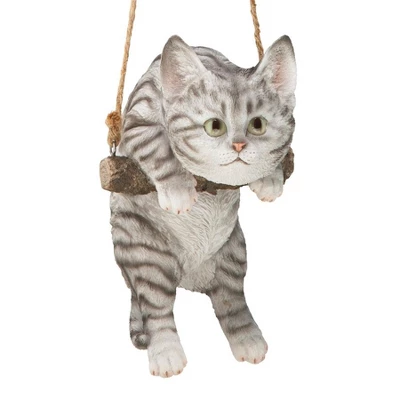 Design Toscano Gray Tabby Kitty On A Perch Hanging Cat Sculpture - Multicolored 3 Design Toscano Gray Tabby Kitty On A Perch Hanging Cat Sculpture - Multicolored