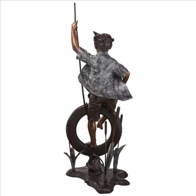 Design Toscano Swinging Tommy On His Tire Cast Bronze Garden Statue 4 Design Toscano Swinging Tommy On His Tire Cast Bronze Garden Statue - Image 2