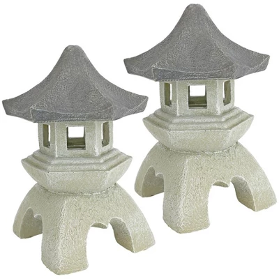 Design Toscano Pagoda Lantern Sculpture: Set Of Two Medium 3 Design Toscano Pagoda Lantern Sculpture: Set Of Two Medium