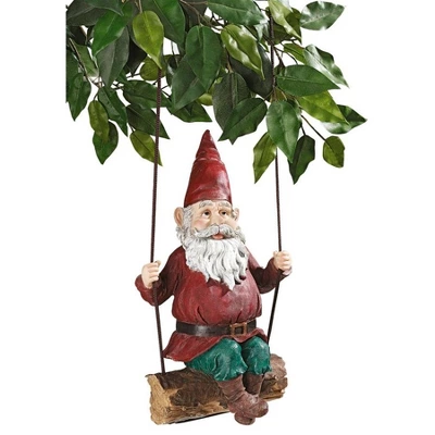 Design Toscano Sammy The Swinging Gnome Sculpture: Set Of Two 3 Design Toscano Sammy The Swinging Gnome Sculpture: Set Of Two