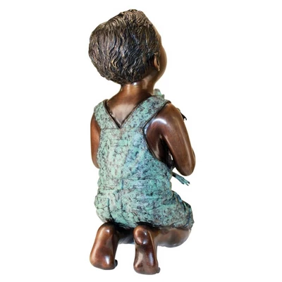 Design Toscano New Friend, Boy With Frog Cast Bronze Garden Statue 4 Design Toscano New Friend, Boy With Frog Cast Bronze Garden Statue - Image 2