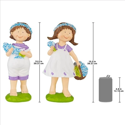 Design Toscano Bluebonnet Twins Springtime Children Garden Statues: Set Of Two 9 Design Toscano Bluebonnet Twins Springtime Children Garden Statues: Set Of Two - Image 7