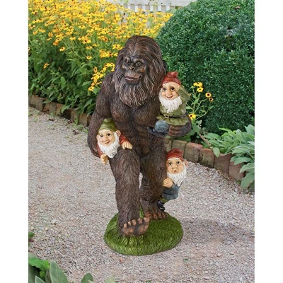 Design Toscano Schlepping The Garden Gnomes Bigfoot Statue 4 Design Toscano Schlepping The Garden Gnomes Bigfoot Statue - Image 2