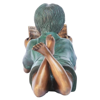 Design Toscano Bookworm Boy, Garden Reader Bronze Statue 5 Design Toscano Bookworm Boy, Garden Reader Bronze Statue - Image 3