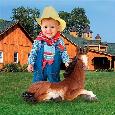 Design Toscano Relaxing Pony Horse Foal Statue 3 Design Toscano Relaxing Pony Horse Foal Statue