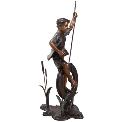 Design Toscano Swinging Tommy On His Tire Cast Bronze Garden Statue 3 Design Toscano Swinging Tommy On His Tire Cast Bronze Garden Statue