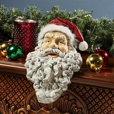 Design Toscano Ho-Ho-Hold It Santa Mantel Stocking Holder Statue, Multi-colored 3 Design Toscano Ho-Ho-Hold It Santa Mantel Stocking Holder Statue, Multi-colored