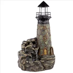 Design Toscano 10 Design Toscano Seaside Lighthouse LED Illuminated Cascading Garden Fountain