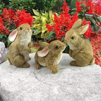 Design Toscano The Bunny Den, Garden Rabbit Statues, Set Of 3 - Brown 3 Design Toscano The Bunny Den, Garden Rabbit Statues, Set Of 3 - Brown