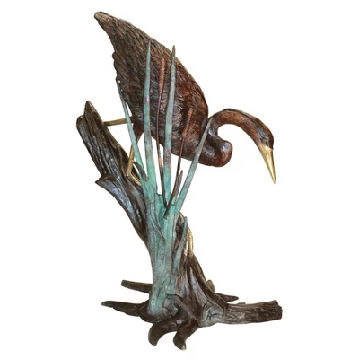 Design Toscano Fishing Heron In Reeds Cast Bronze Garden Statue 3 Design Toscano Fishing Heron In Reeds Cast Bronze Garden Statue