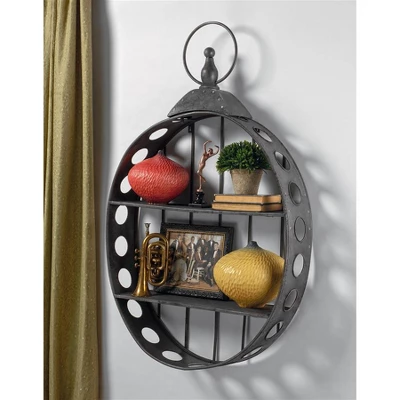 Design Toscano Wall Pocket Watch Sculptural Metal Curio Shelves 3 Design Toscano Wall Pocket Watch Sculptural Metal Curio Shelves