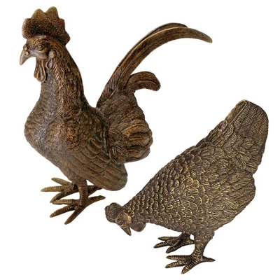 Design Toscano Barnyard Rooster And Hen Solid Cast Bronze Garden Statue Set 4 Design Toscano Barnyard Rooster And Hen Solid Cast Bronze Garden Statue Set - Image 2