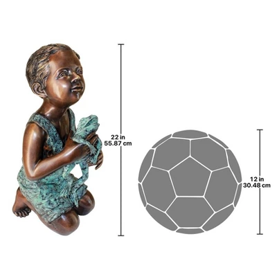 Design Toscano New Friend, Boy With Frog Cast Bronze Garden Statue 6 Design Toscano New Friend, Boy With Frog Cast Bronze Garden Statue - Image 4